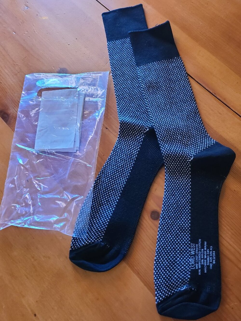 VTG Lord West Mid-Calf Length Socks OSFA Black & White Cotton Nylon NWOT 1996